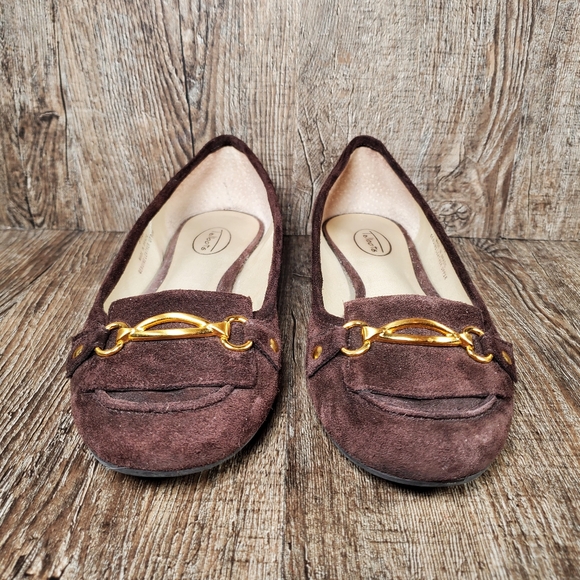 Talbots Women's Size 8.5 AA Dark Brown Suede Leather Horsebit Loafers Shoes - Picture 2 of 12